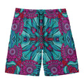 Ethnic Teal Bohemian Pattern Print Men's Swim Trunks