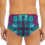 Ethnic Teal Bohemian Pattern Print Men's Triangle Swim Briefs