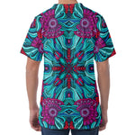 Ethnic Teal Bohemian Pattern Print Men's Velvet T-Shirt
