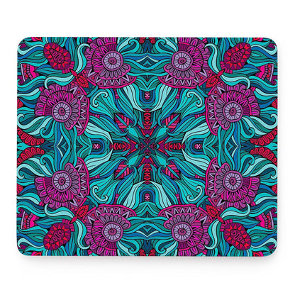 Ethnic Teal Bohemian Pattern Print Mouse Pad