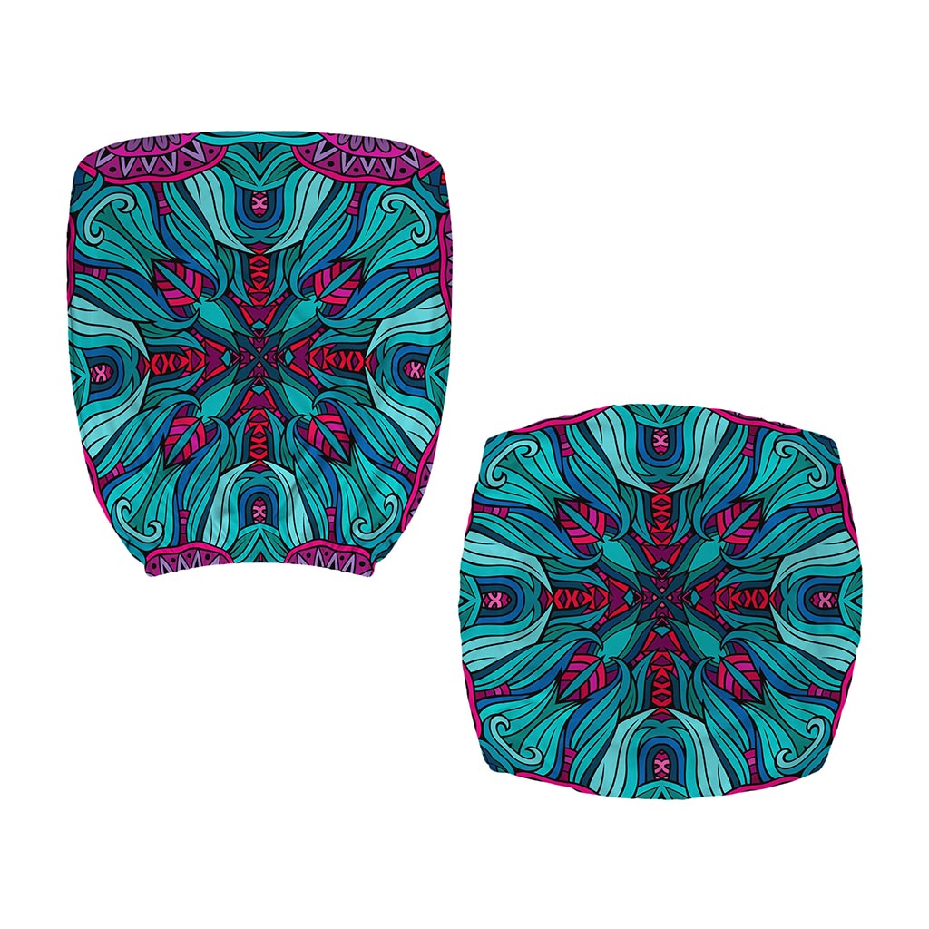 Ethnic Teal Bohemian Pattern Print Office Chair Cover
