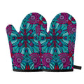 Ethnic Teal Bohemian Pattern Print Oven Mitts