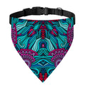 Ethnic Teal Bohemian Pattern Print Over The Collar Dog Bandana