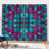 Ethnic Teal Bohemian Pattern Print Pencil Pleat Curtains