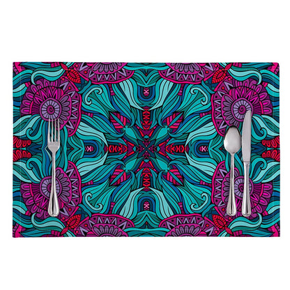 Ethnic Teal Bohemian Pattern Print Placemat