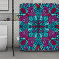 Ethnic Teal Bohemian Pattern Print Polyester Shower Curtain