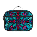 Ethnic Teal Bohemian Pattern Print Portable Lunch Bag