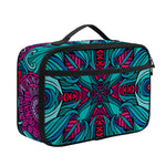 Ethnic Teal Bohemian Pattern Print Portable Lunch Bag