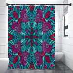 Ethnic Teal Bohemian Pattern Print Premium Shower Curtain