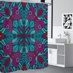 Ethnic Teal Bohemian Pattern Print Premium Shower Curtain