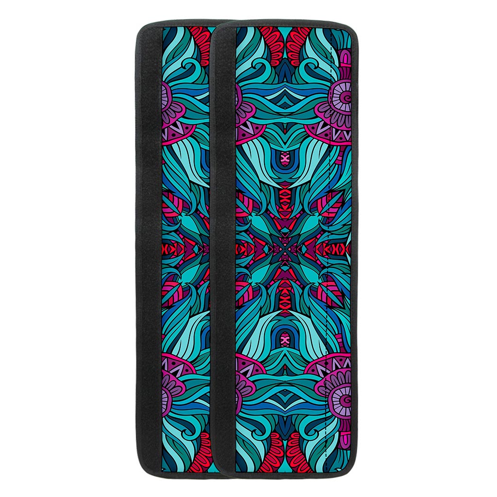 Ethnic Teal Bohemian Pattern Print Refrigerator Handle Covers