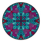 Ethnic Teal Bohemian Pattern Print Round Floor Mat