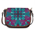 Ethnic Teal Bohemian Pattern Print Saddle Bag
