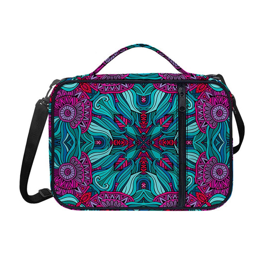 Ethnic Teal Bohemian Pattern Print Shoulder Strap Bible Bag