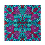 Ethnic Teal Bohemian Pattern Print Silk Bandana