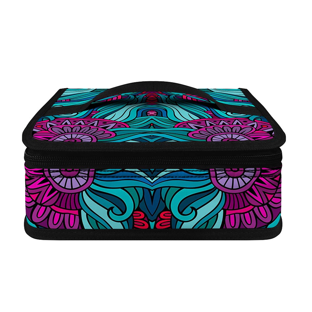 Ethnic Teal Bohemian Pattern Print Small Lunch Bag