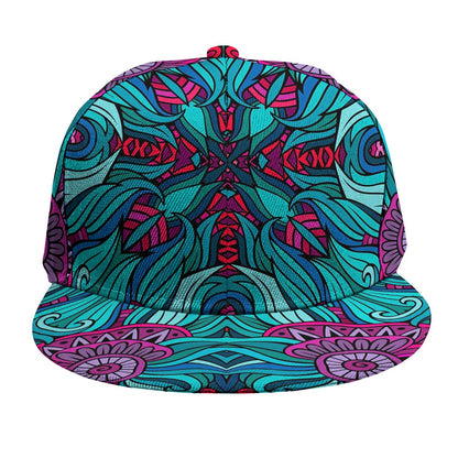 Ethnic Teal Bohemian Pattern Print Snapback Cap