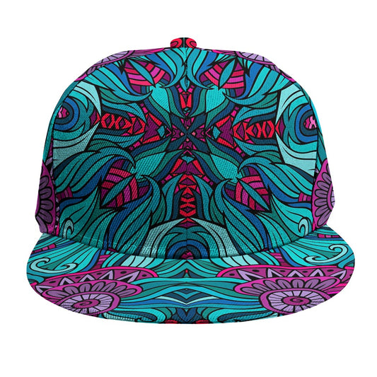 Ethnic Teal Bohemian Pattern Print Snapback Cap