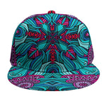 Ethnic Teal Bohemian Pattern Print Snapback Cap