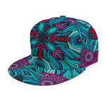Ethnic Teal Bohemian Pattern Print Snapback Cap