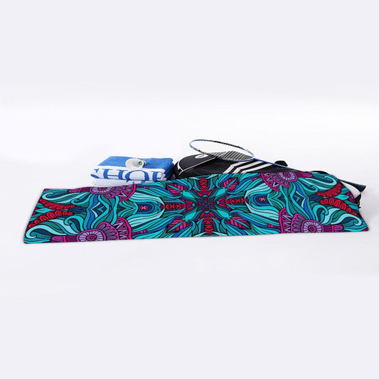 Ethnic Teal Bohemian Pattern Print Sports Towel