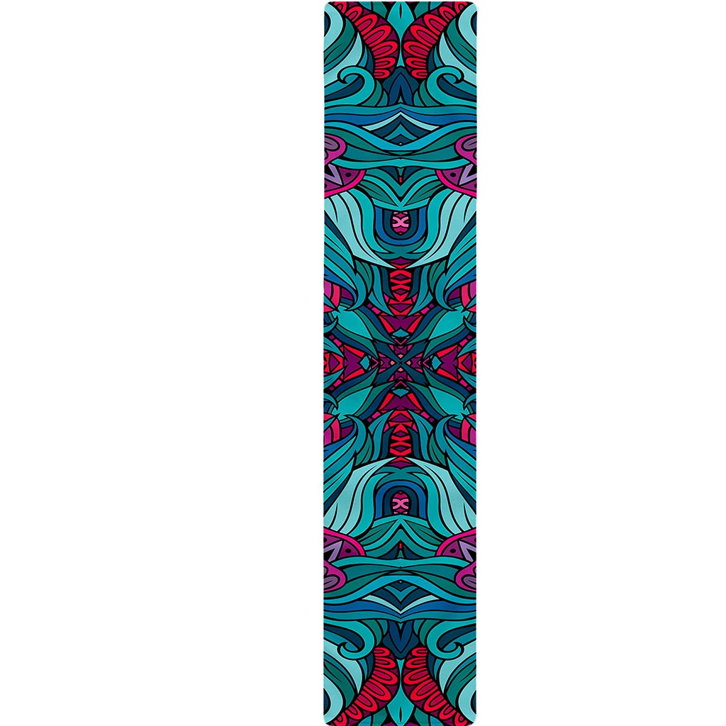 Ethnic Teal Bohemian Pattern Print Table Runner