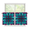 Ethnic Teal Bohemian Pattern Print Tier Curtains