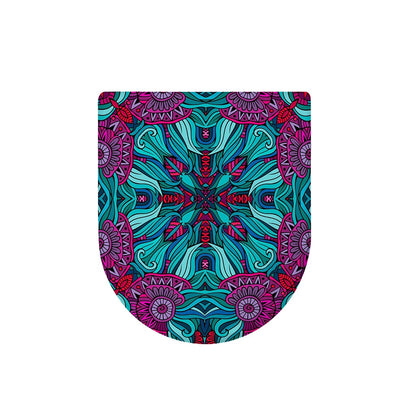 Ethnic Teal Bohemian Pattern Print Toilet Lid Cover
