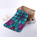 Ethnic Teal Bohemian Pattern Print Towel