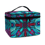Ethnic Teal Bohemian Pattern Print Travel Makeup Bag