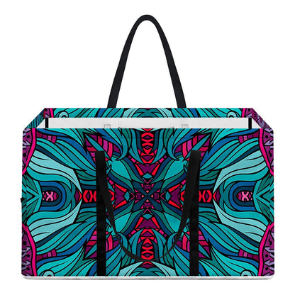 Ethnic Teal Bohemian Pattern Print Utility Tote Bag