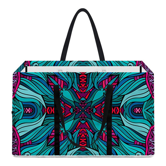 Ethnic Teal Bohemian Pattern Print Utility Tote Bag