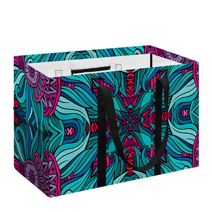 Ethnic Teal Bohemian Pattern Print Utility Tote Bag