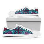 Ethnic Teal Bohemian Pattern Print White Low Top Sneakers