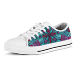 Ethnic Teal Bohemian Pattern Print White Low Top Sneakers