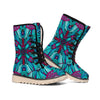 Ethnic Teal Bohemian Pattern Print Winter Boots