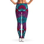 Ethnic Teal Bohemian Pattern Print Women's Leggings