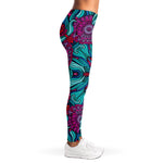 Ethnic Teal Bohemian Pattern Print Women's Leggings