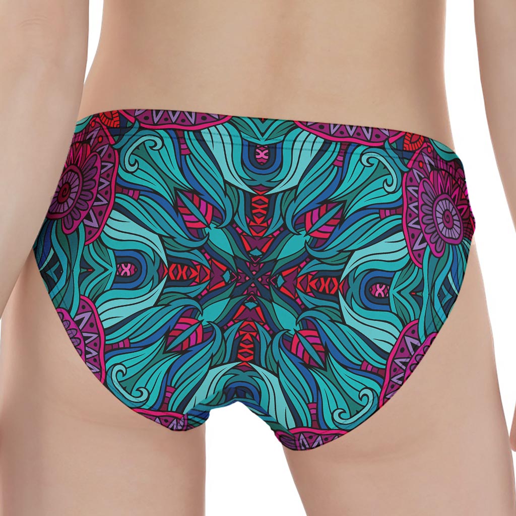 Ethnic Teal Bohemian Pattern Print Women's Panties