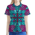 Ethnic Teal Bohemian Pattern Print Women's Polo Shirt