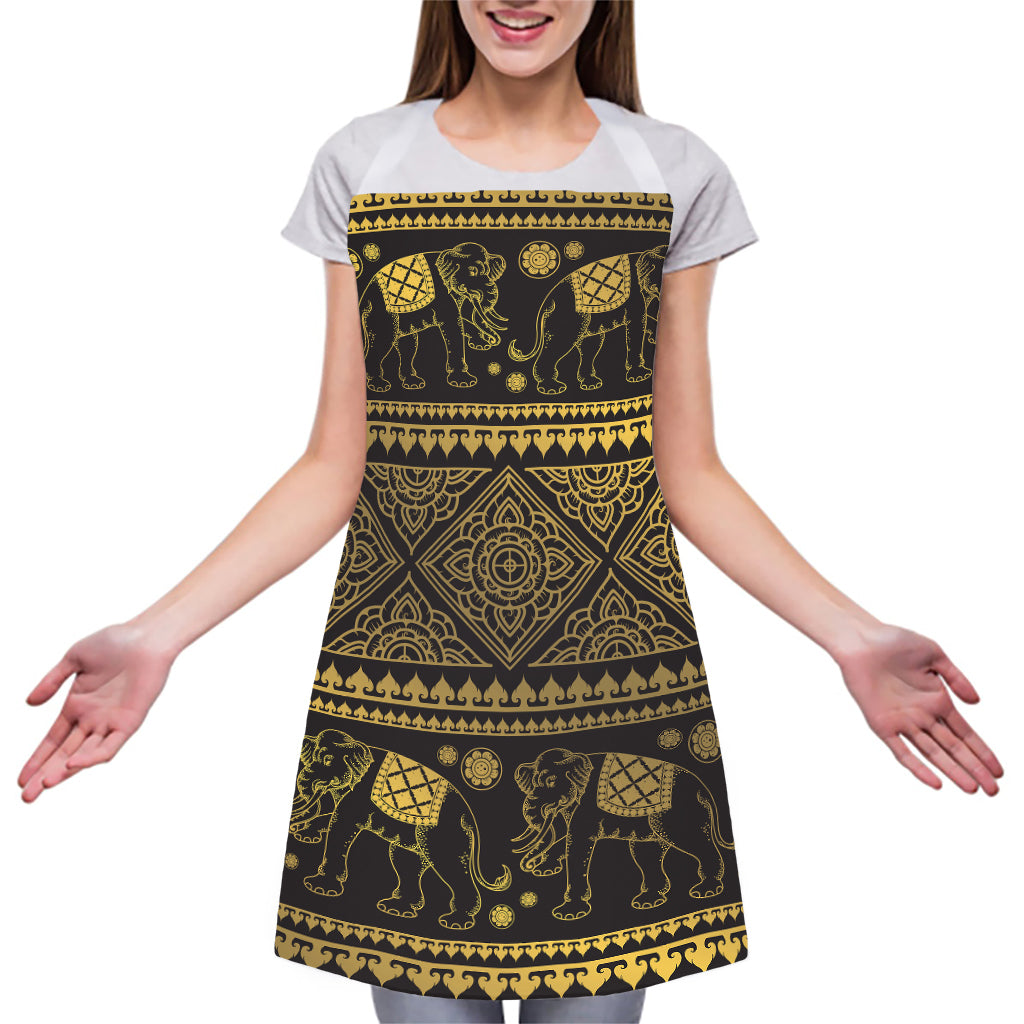 Ethnic Thai Elephant Pattern Print Adjustable Apron