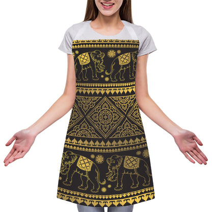 Ethnic Thai Elephant Pattern Print Adjustable Apron