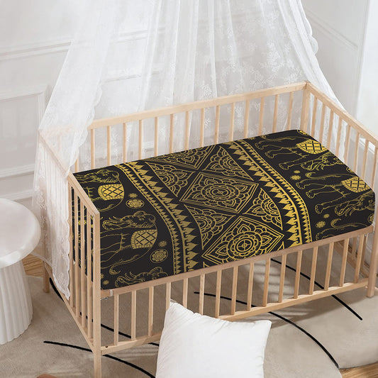 Ethnic Thai Elephant Pattern Print Baby Crib Sheet