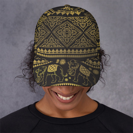 Ethnic Thai Elephant Pattern Print Baseball Cap