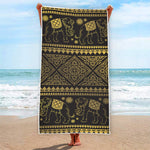 Ethnic Thai Elephant Pattern Print Beach Towel