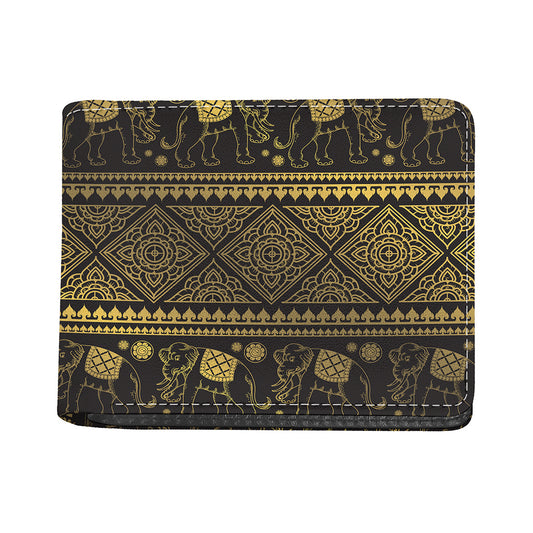 Ethnic Thai Elephant Pattern Print Bifold Wallet