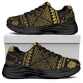 Ethnic Thai Elephant Pattern Print Black Chunky Shoes