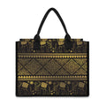 Ethnic Thai Elephant Pattern Print Canvas Tote Bag