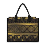 Ethnic Thai Elephant Pattern Print Canvas Tote Bag