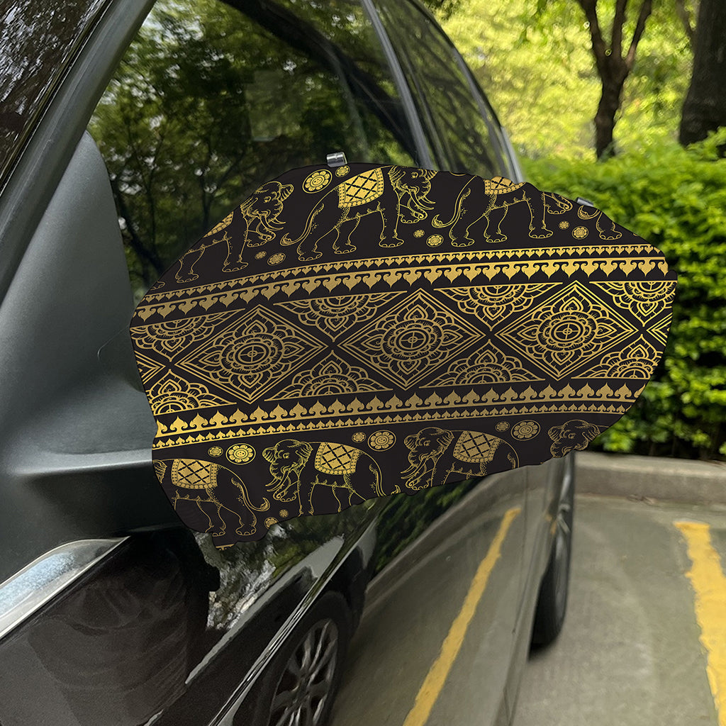 Ethnic Thai Elephant Pattern Print Car Side Mirror Covers